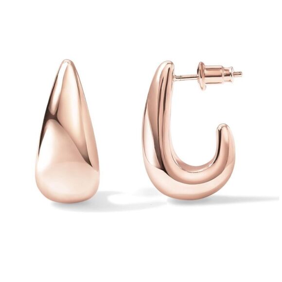 Rose gold Dome Earring Hoops - Picture 1 of 4